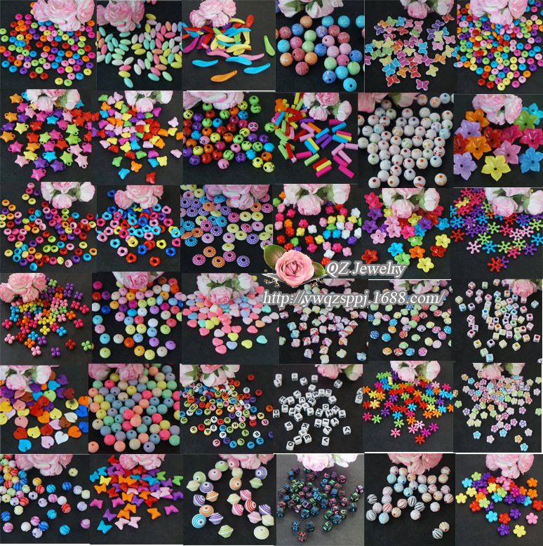 儿童早教益智道具珠子 亚克力白色十字架花纹圆珠diy直孔散珠详情7