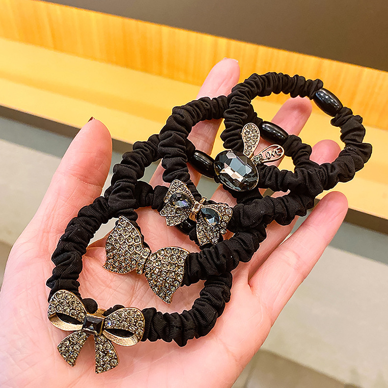 合金水钻头绳发圈 韩版高级复古头发绳小肠圈皮筋女饰品发饰批发详情10