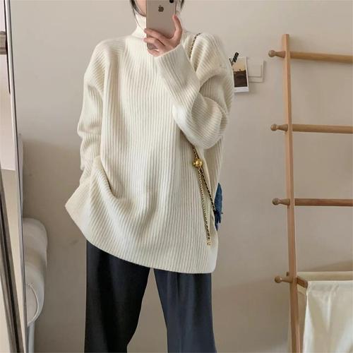 日系复古秋冬针织开衫女条纹慵懒风V领宽松外套加厚粗线外穿毛衣详情14