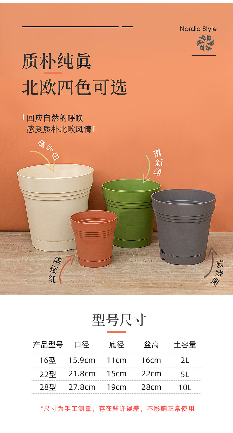 现代简约懒人花盆 自动吸水树脂塑料花盆办公室室内绿植多肉花盆详情3