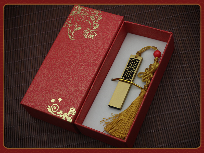 Wholesale of Chinese-style USB flash drives with retro window decorations, 128gb Chinese-style window lattice metal USB flash drives with printed logos pic 32