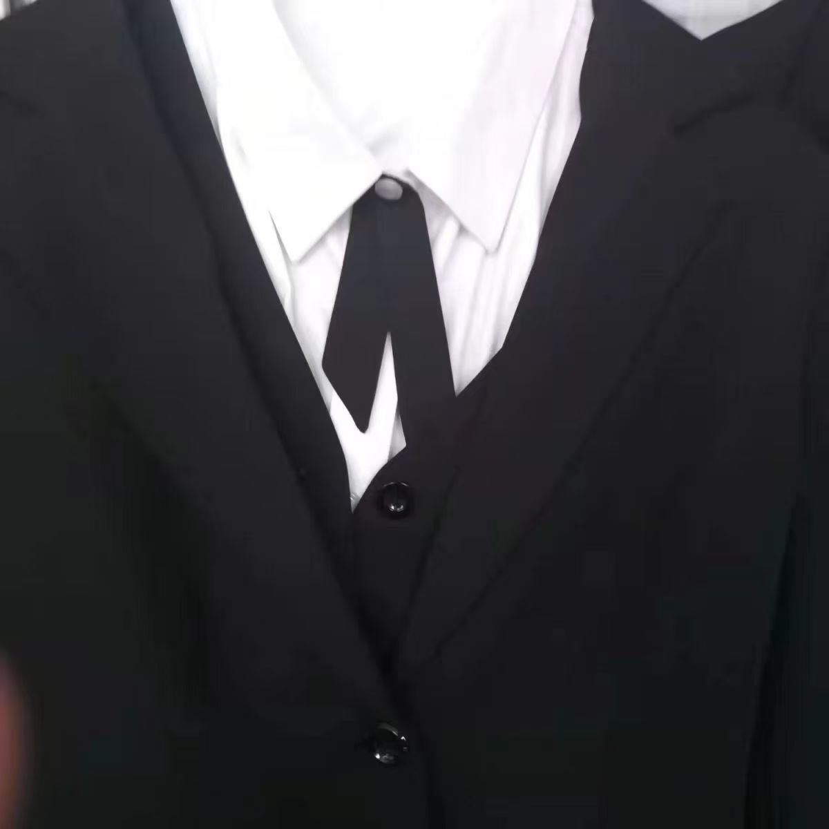 八字领结女黑色藏蓝色搭配衬衣酒店西服装饰品纽扣饰可拆式领花详情4