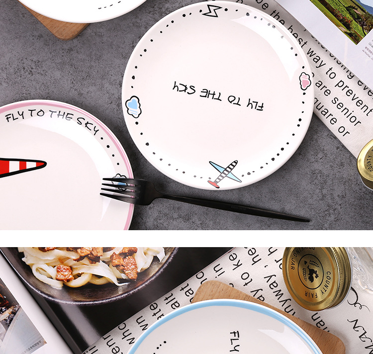 Airplane plate, simple and creative breakfast plate, dessert and pastry, Western plate, steak plate, dumpling plate, steak plate, pasta plate pic 5