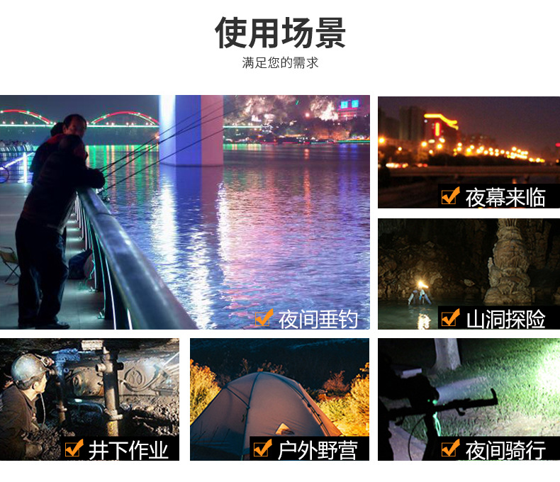 New high-intensity flashlight outdoor P50 bulb waterproof long-range 1000-meter telescopic zoom flashlight factory direct supply pic 3