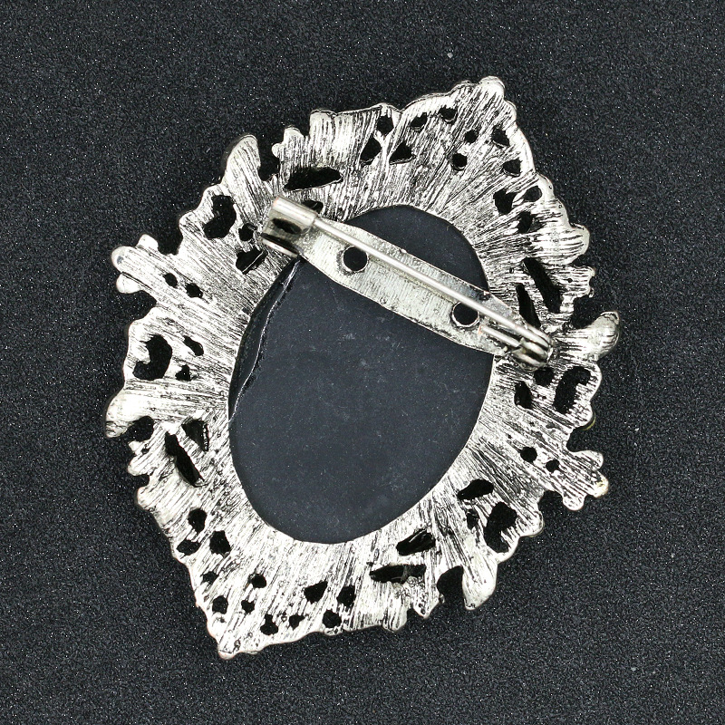 欧美时尚水钻美人头胸针 电镀合金复古胸花女 服装配饰品别针批发详情13