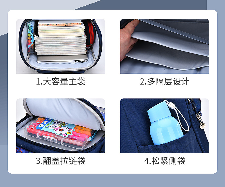 新款儿童防水书包小学生男女儿童1--6年级减负护脊大容量轻便书包详情8