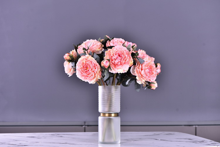 Factory direct sales of faux peonies with charred edges, wholesale of retro faux paeonies, living room and dining table flowers, wedding decoration artificial flowers pic 41