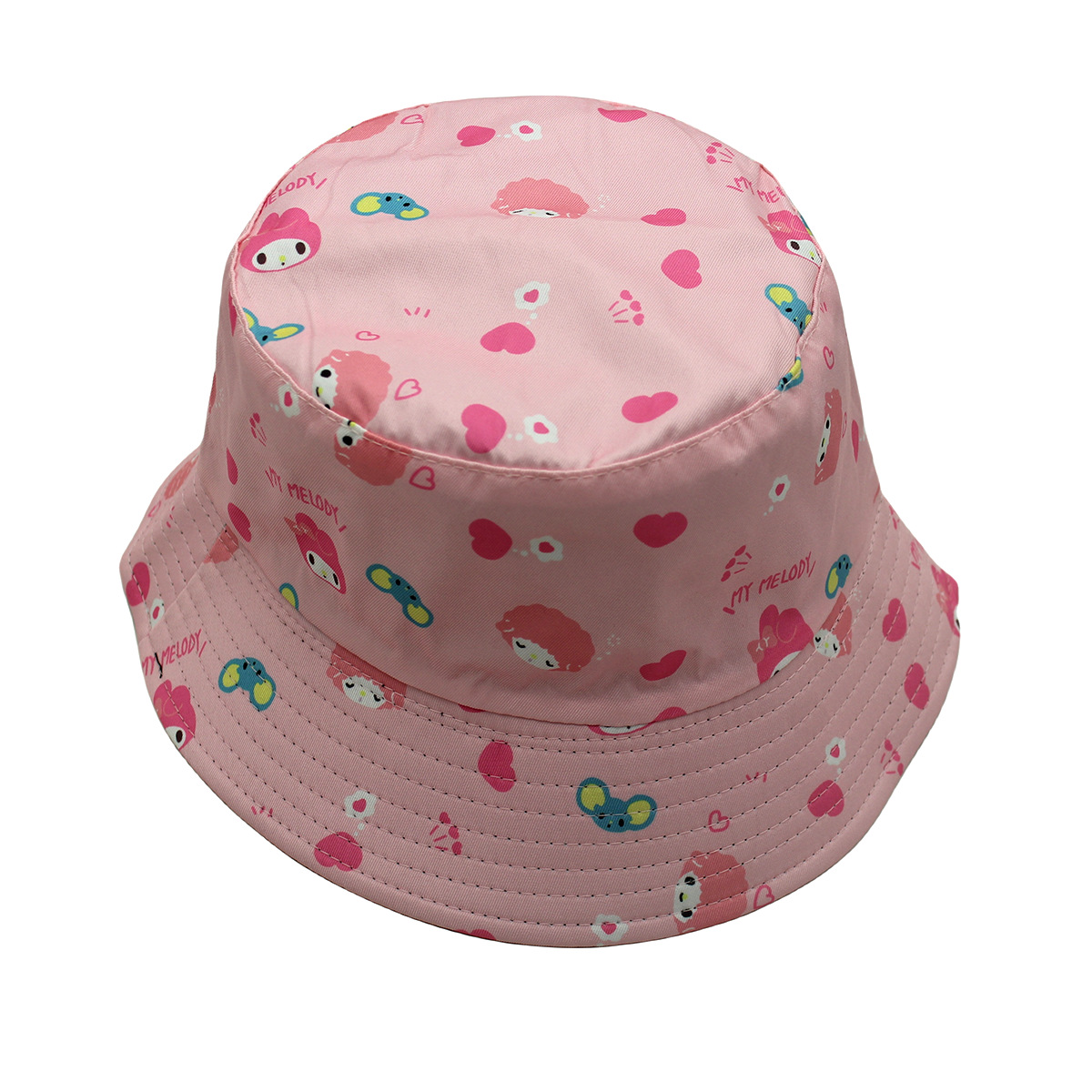 外贸新款库洛米双面戴卡通刺绣渔夫帽动漫周边印刷遮阳帽男女盆帽详情14