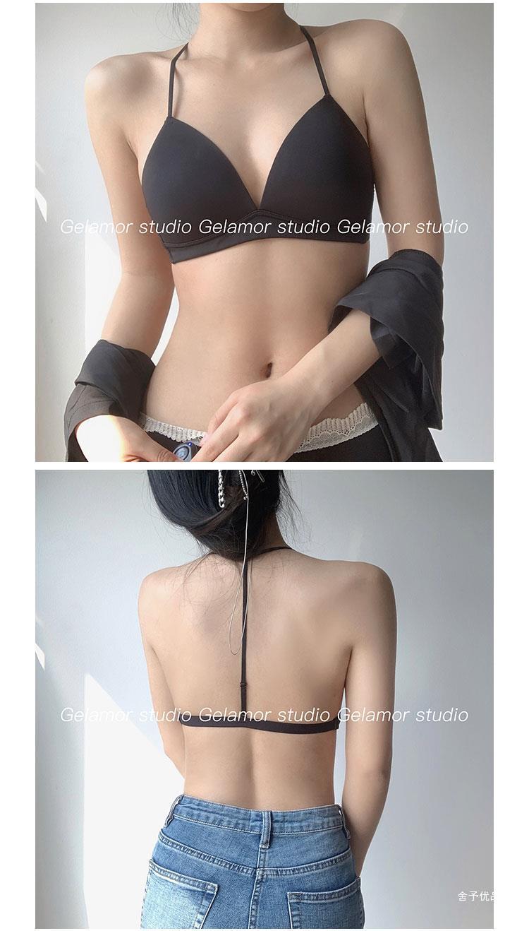 三角杯交叉美背内衣女挂脖小吊带背心带胸垫一体内搭打底甜辣上衣详情5