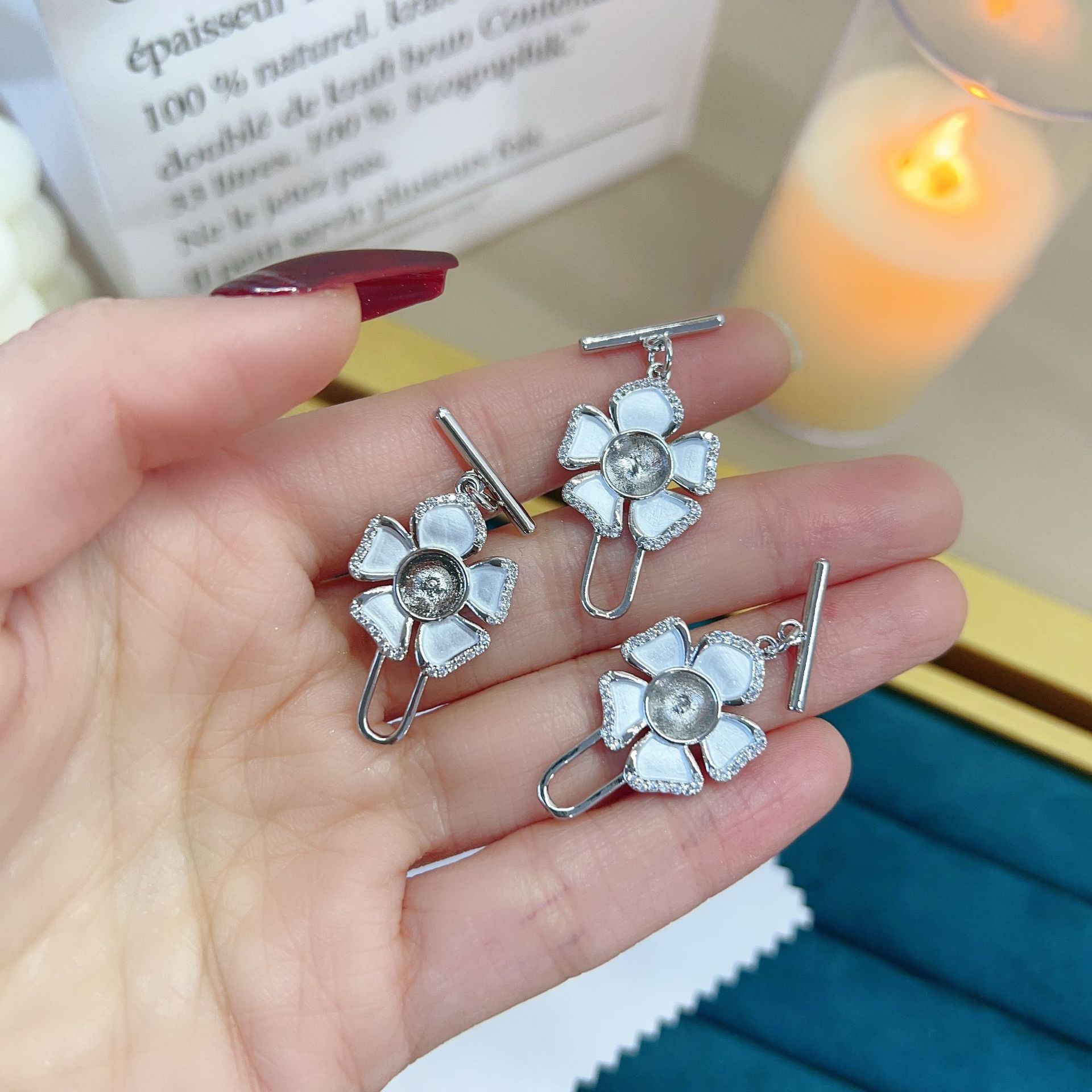 DIY accessory oil-dripping flower ot pearl 8.9mm necklace bracelet accessory, niche style accessory pic 11