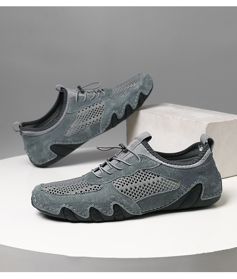 亚马逊热销夏季跨境男士休闲运动鞋大码缝制真皮网面鞋八爪鱼男鞋详情41