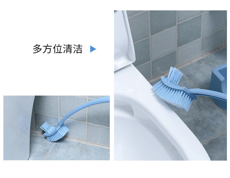 Double-sided plastic thickened long-handled decontamination toilet brush, toilet brush, bathroom cleaning, crease-bending brush, sanitary brush pic 6