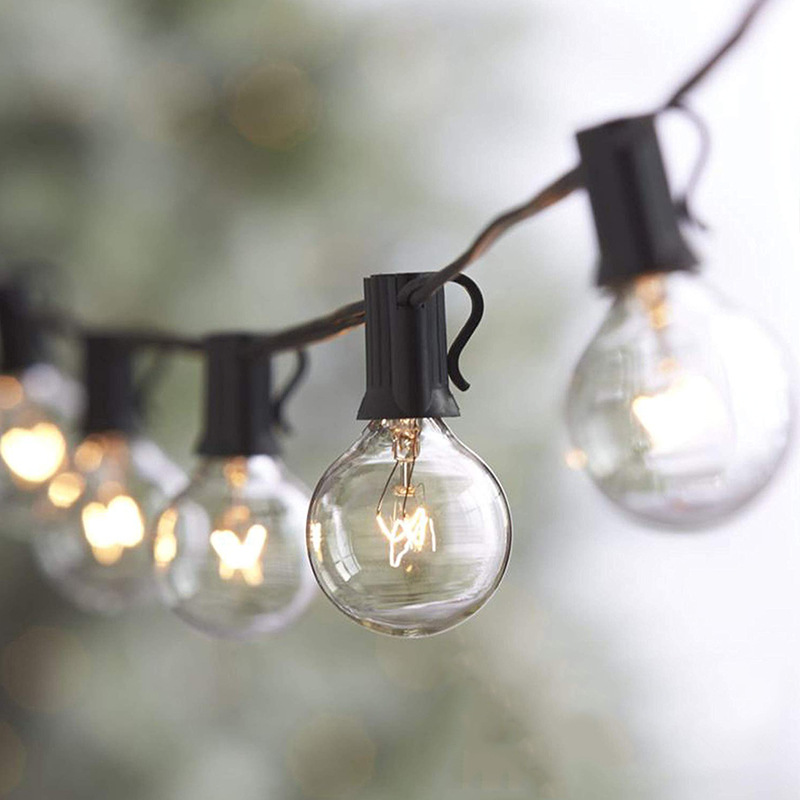 25 plug-in tungsten filament lamps, G40 clear light, 110V-220V tungsten filament garden lamp, Christmas lamp string, g40 string pic 4