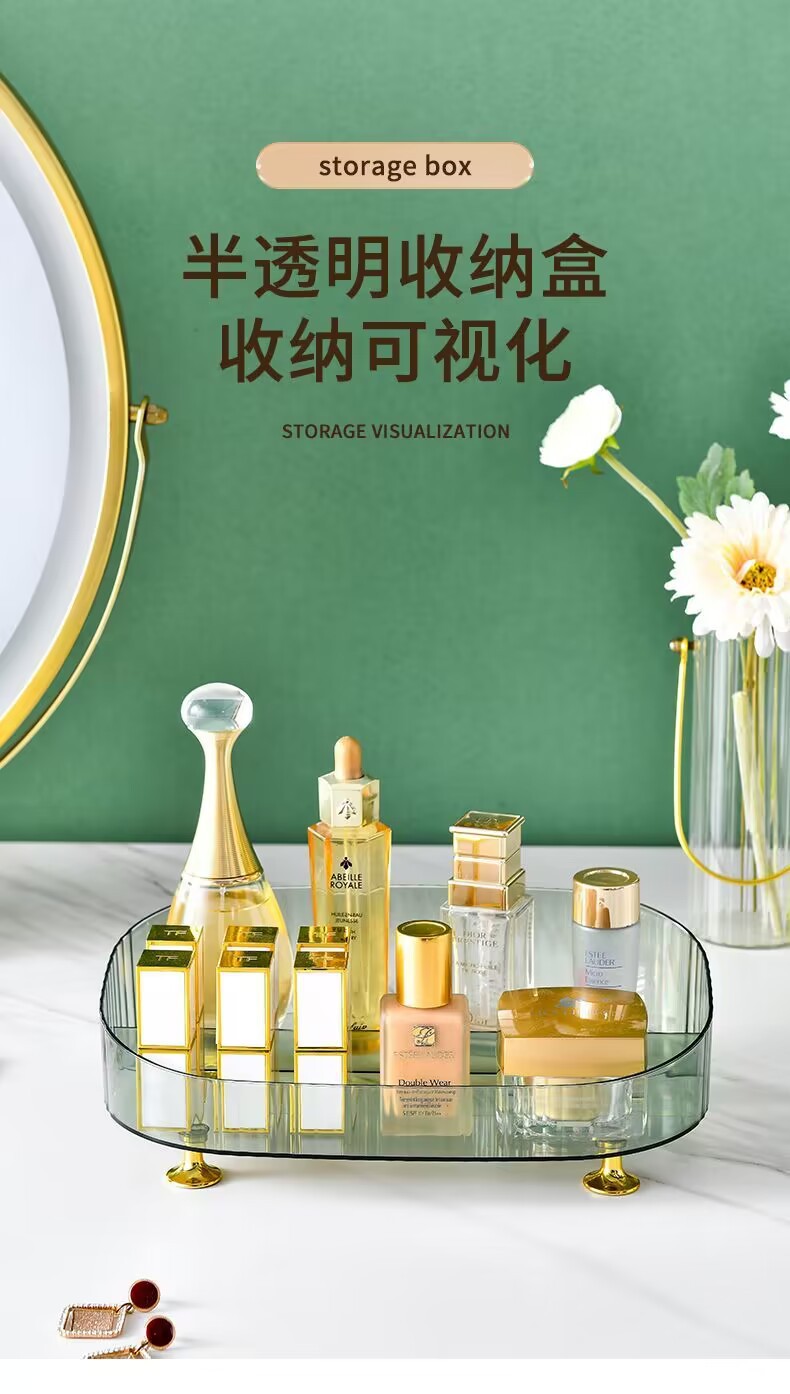 Light luxury desktop cosmetics storage box, dormitory skin care products shelf, dressing table organization box, lipstick and accessory storage pic 9