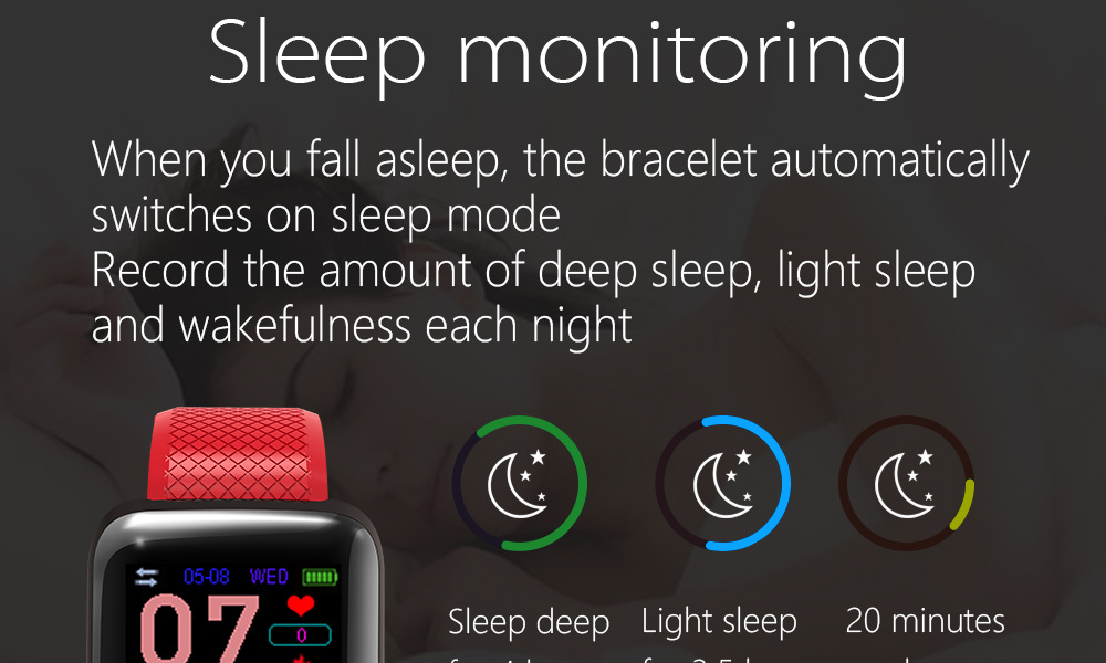 116plus Color Screen smart sports step count, heart rate, blood pressure, call information reminder function, wristband, cross-border gift pic 7