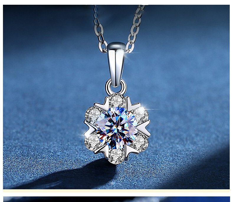 Genuine D-color moissanite necklace, pure silver snowflake diamond pendant, collarbone chain, versatile birthday gift for your girlfriend pic 6