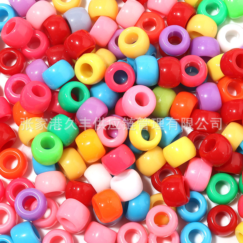 Best-selling pony beads, large-hole beads, colored transparent matte Pony bucket beads, scallion powder plastic DIY dirty braid fake divergent beads pic 2