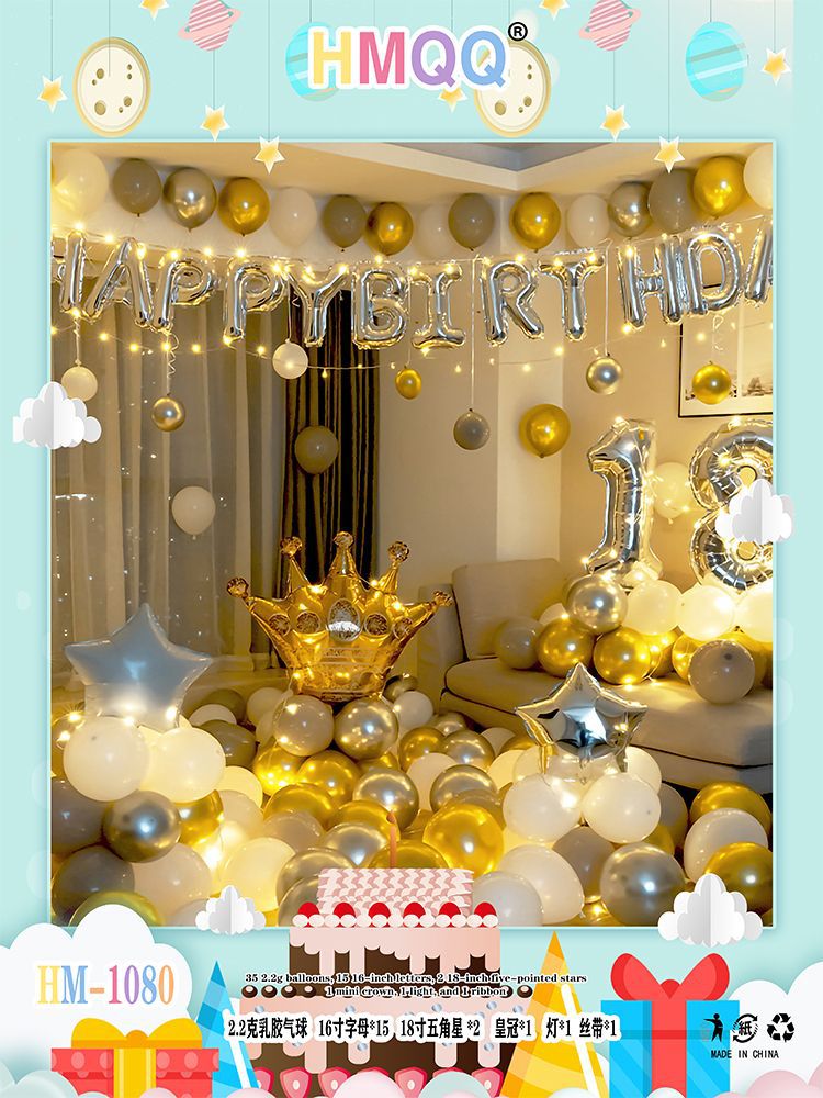 生日快乐装饰气球成人生日派对场景布置惊喜女孩男孩背景墙道具详情15