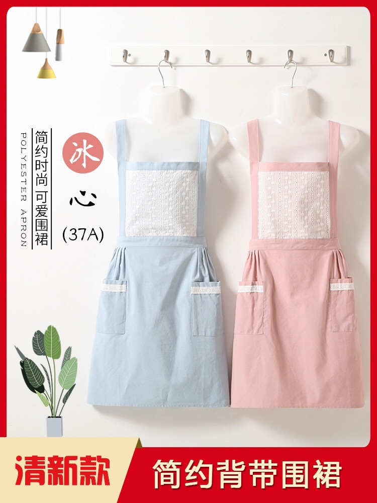 日本原单品质加厚水洗棉纯色背带围裙家居整洁时尚日用女士围裙详情1