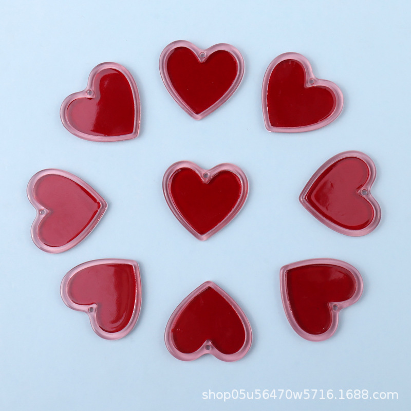 Wholesale of new acrylic color heart-shaped pieces diy handmade jewelry, earrings, necklaces and headwear materials pic 10
