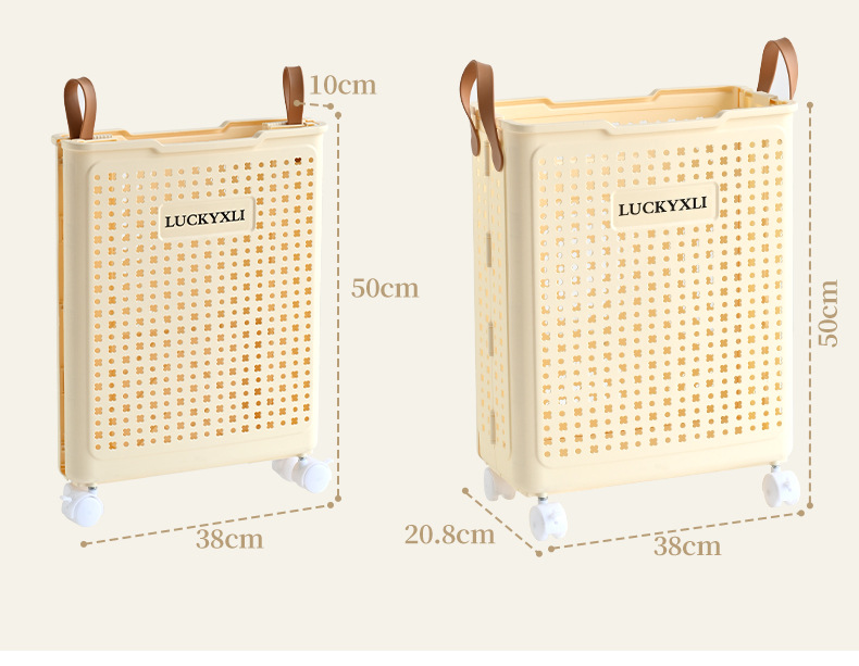 Household folding laundry basket, household wheeled movable bathroom and bedroom multi-functional large laundry basket storage basket pic 2