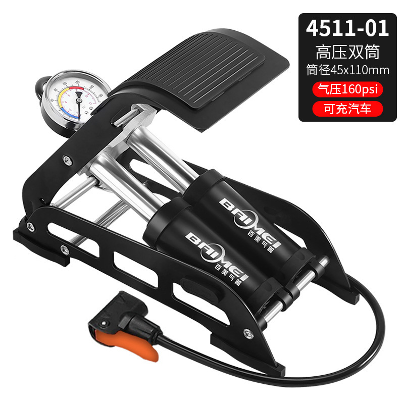 Foot-operated high-pressure double-cylinder air pump, portable car, motorcycle, bicycle, household foot-operated air pump pic 5