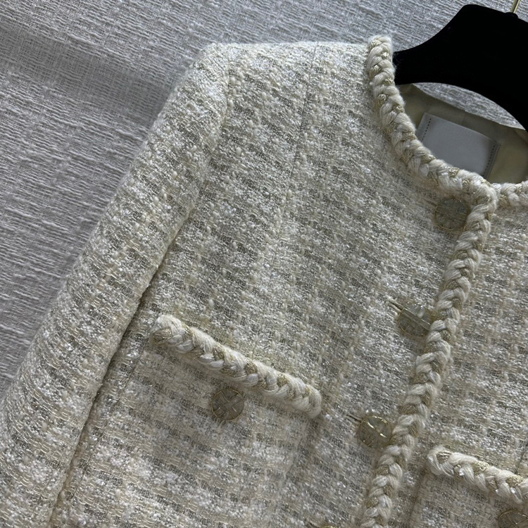 BW61257 Chanel-style coat, Korean-style fashionable socialite girl, gradient contrasting color woven coarse tweed short cardigan, autumn pic 17