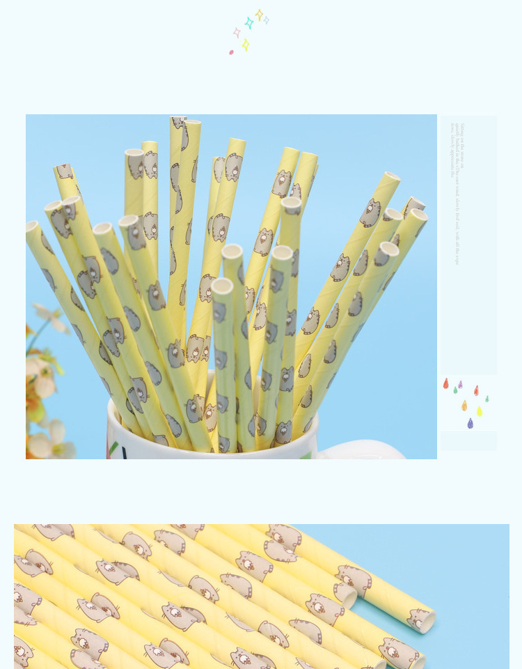 圣诞彩色果汁可乐咖啡卡通创意饮料派对装饰可降解环保纸吸管详情8