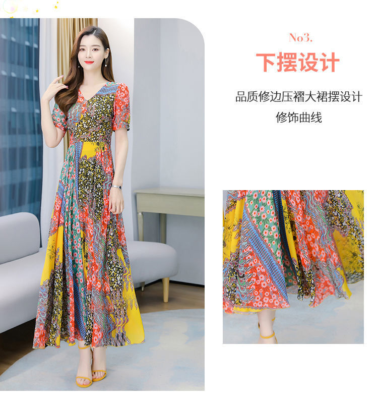 Customized wholesale Amazon 2021 dress, Instagram super slimming summer new dress, long dress, floral print pic 6
