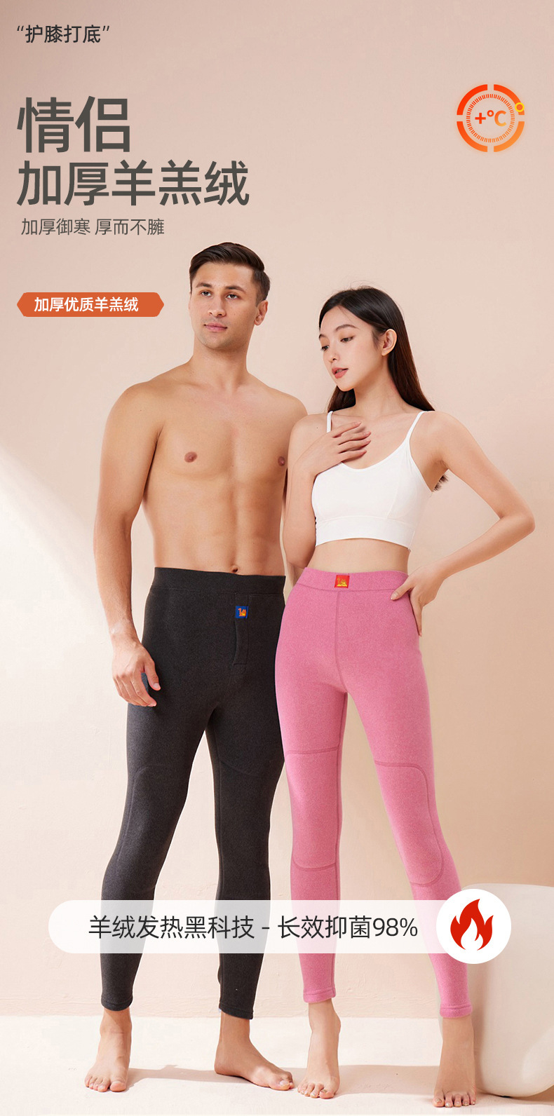 保暖裤女士加厚加绒棉裤冬季内穿棉毛裤男士羊羔绒驼绒打底裤秋裤详情1