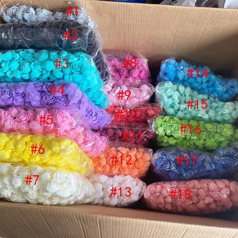 外贸3.5cm泡沫花玫瑰花pe花头 diy材料包辅料配件环喜糖盒小花朵详情2