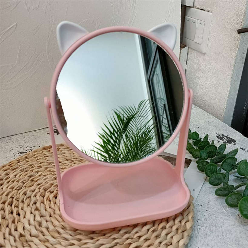 New tray stand vanity mirror, rabbit ear mirror, dressing mirror, round and rotatable double-sided cat ear mirror pic 11