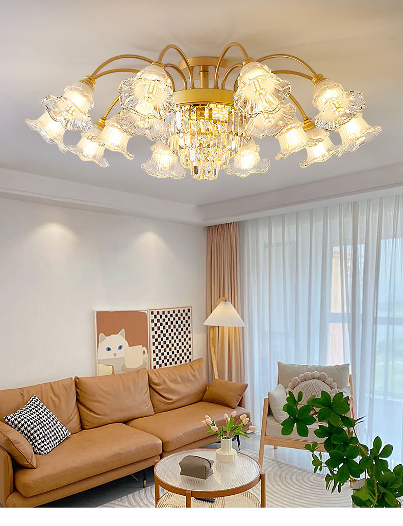 新款欧式客厅吊灯轻奢水晶灯美式大厅客厅灯家用简约餐厅卧室灯具详情1