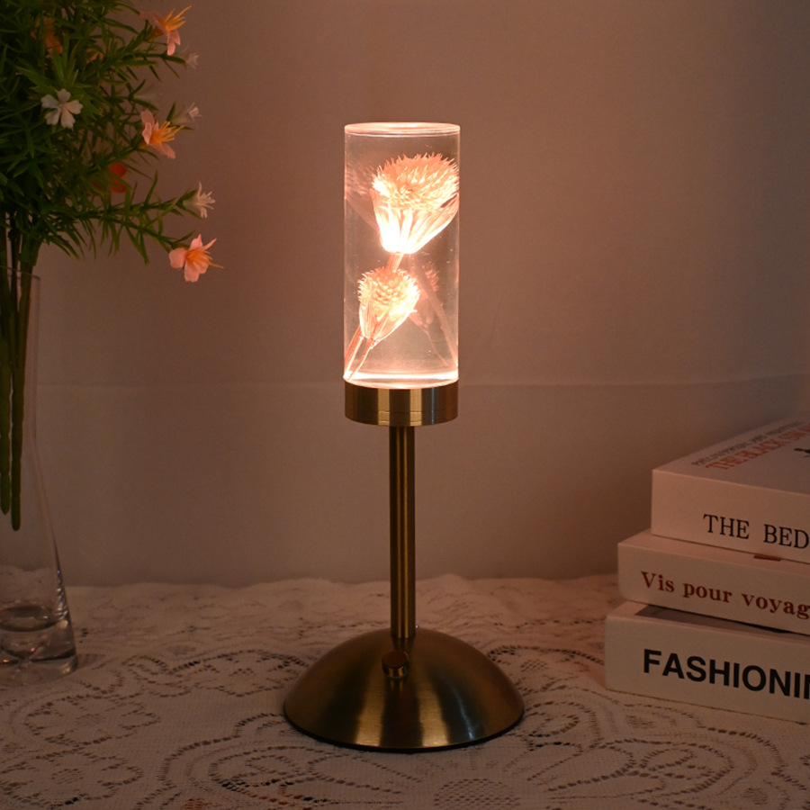 Nuevo immortalflower acrílico lámpara de mesa led creativo pequeña luz nocturna dormitorio lámpara de cabecera ambiente decoración pending crossover pic 6