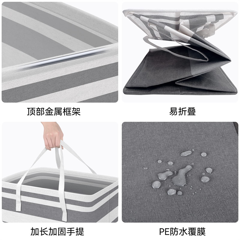 Foldable fabric laundry basket, dust-proof standing laundry basket, large PE coated waterproof storage bucket, laundry basket wholesale pic 9