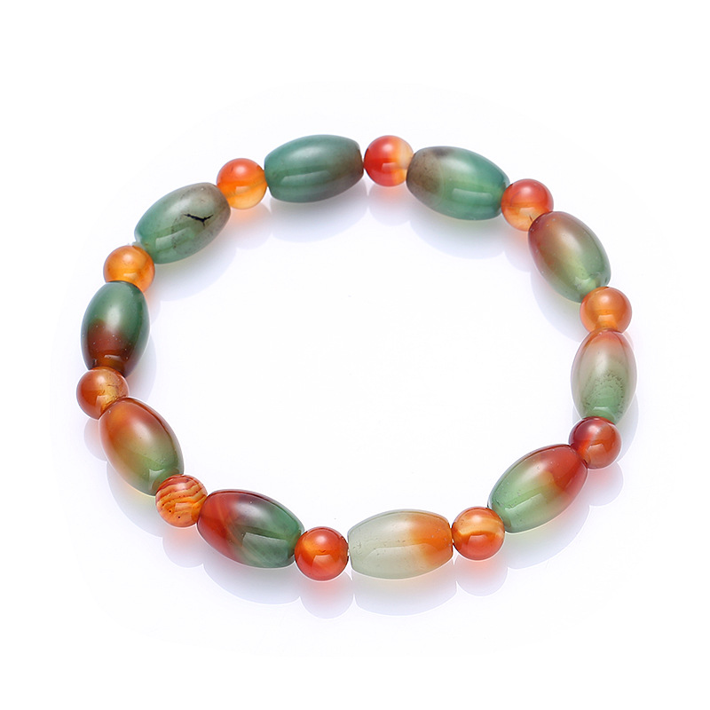 Natural seven-color peacock agate bracelet, rice beads, single circle red agate bracelet, best friend crystal couple jewelry wholesale pic 11