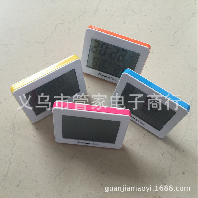 Electronic temperature and humidity meter, household indoor thermometer, temperature and humidity meter, lunar alarm clock stand, magnet BK855 pic 1