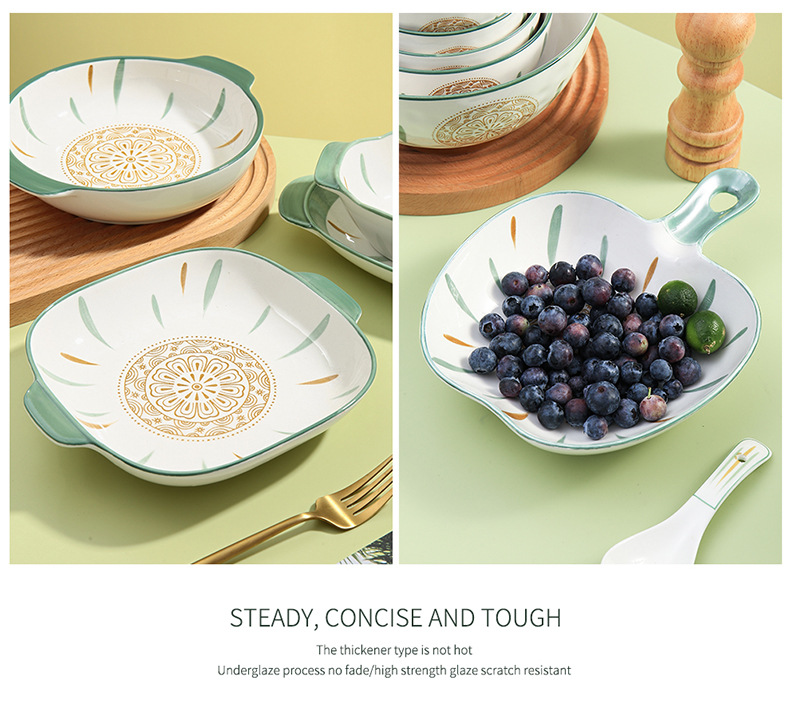 Bowl and plate set: Home creative ceramic, Japanese soup bowl, Nordic simple rice bowl and plate, single-person dining tableware, ins style pic 13