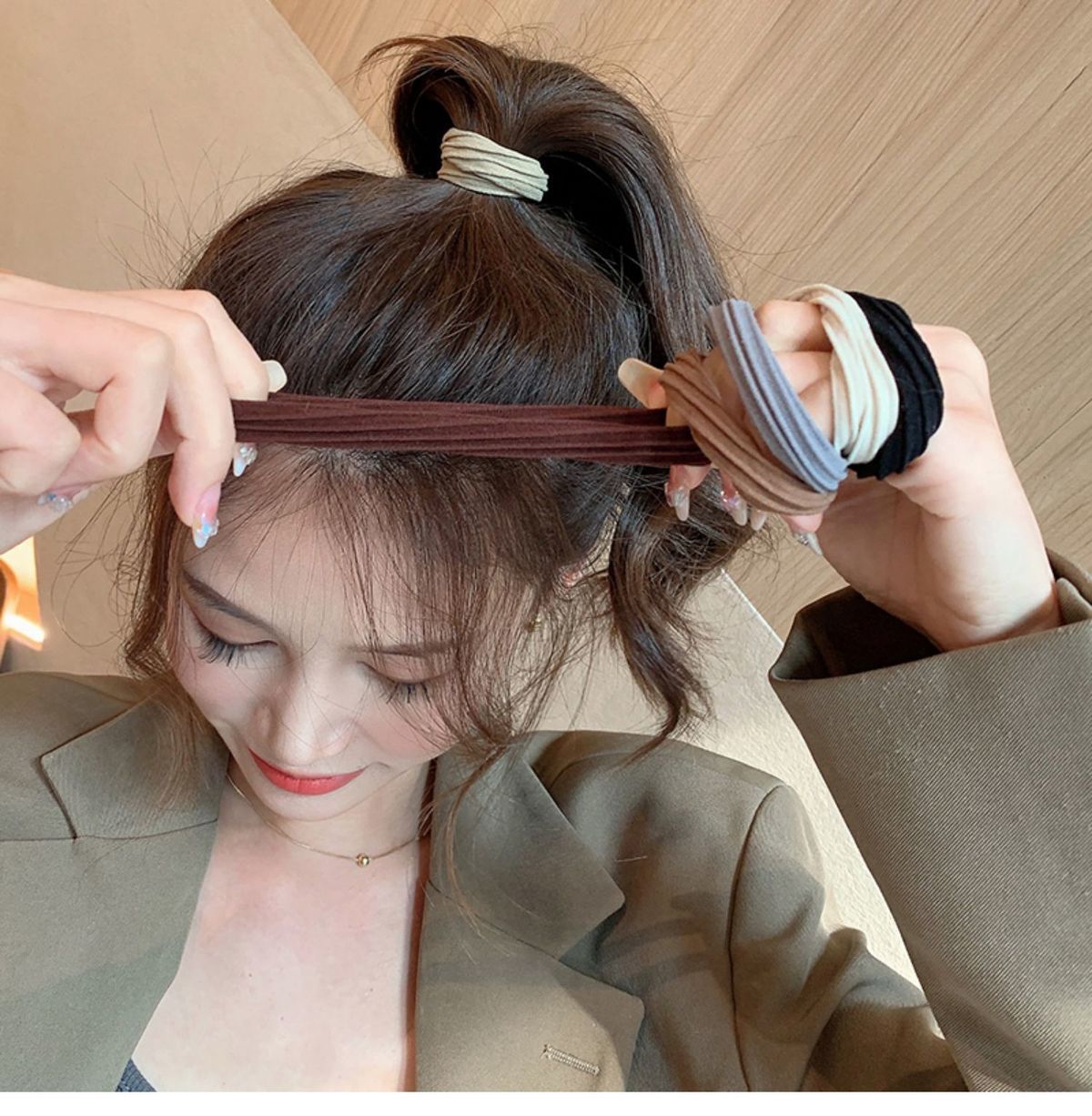 加粗高弹力无接缝头绳发圈头饰发饰皮筋ins女扎头学生高颜值超仙详情3