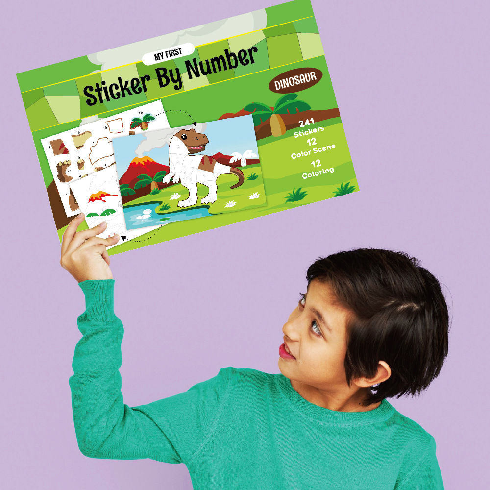 跨境亚马逊儿童贴纸书3-6岁手工diy恐龙拼图贴画书早教玩具贴纸本详情32