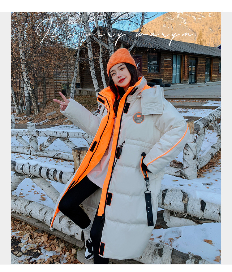 2022 mujer engrosada sobre la rodilla suelta abajo chaqueta regular medio largo commuter solid color abajo invierno nuevo pic 3