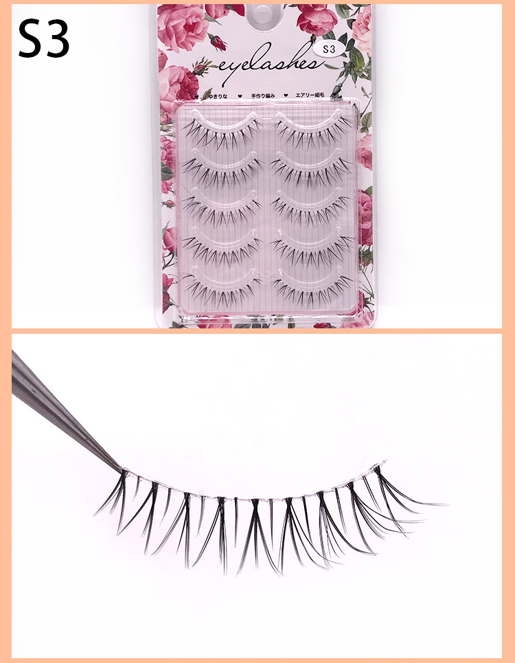 The Internet celebrity mainly promotes the natural five-pair set, transparent stem, sharpened false eyelashes, nude makeup, and realistic three-dimensional eyelash factory wholesale pic 6