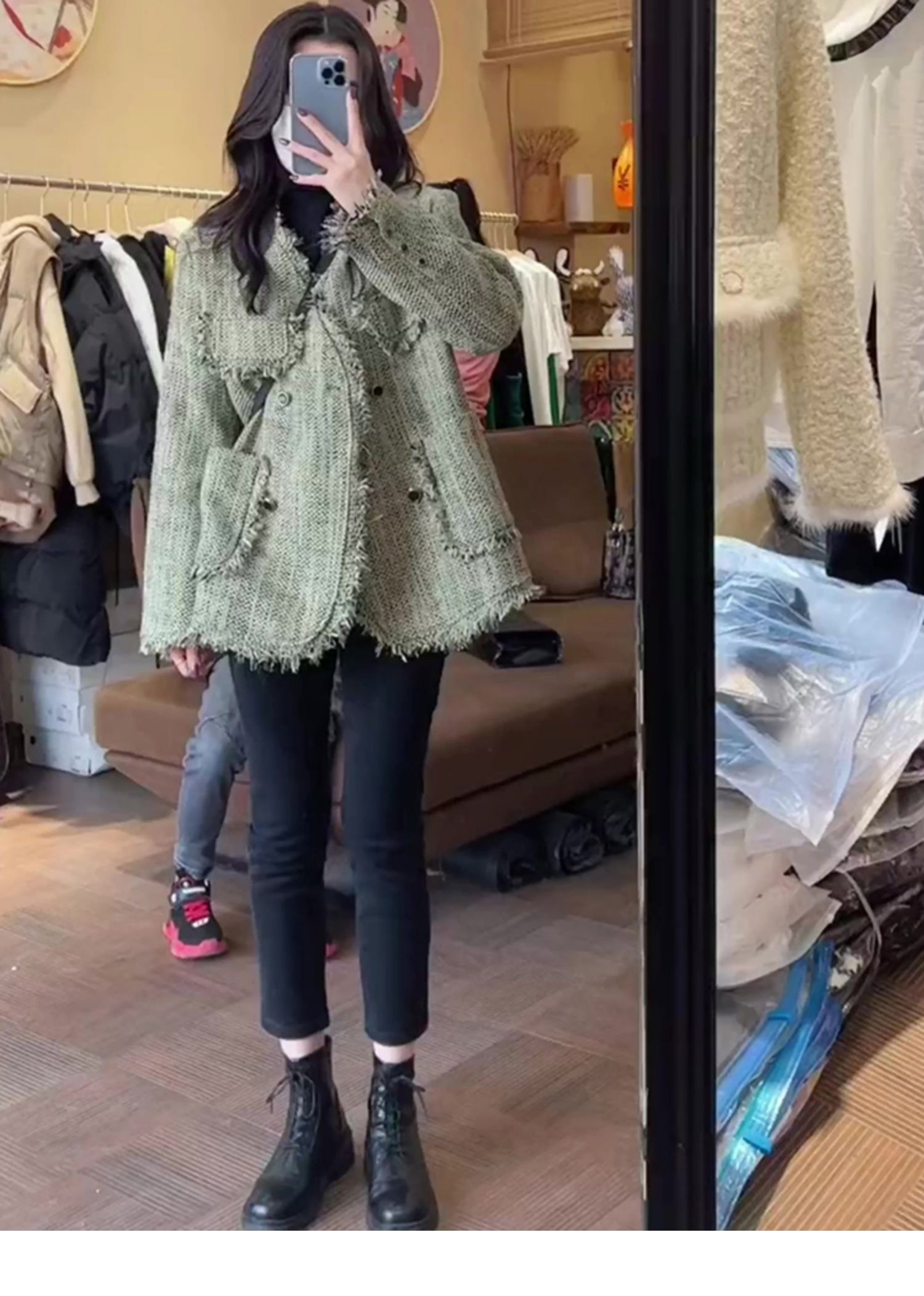 A new Korean-style loose tassel and small Chanel fringed thickened coat for women in the autumn and winter of 2023 pic 17