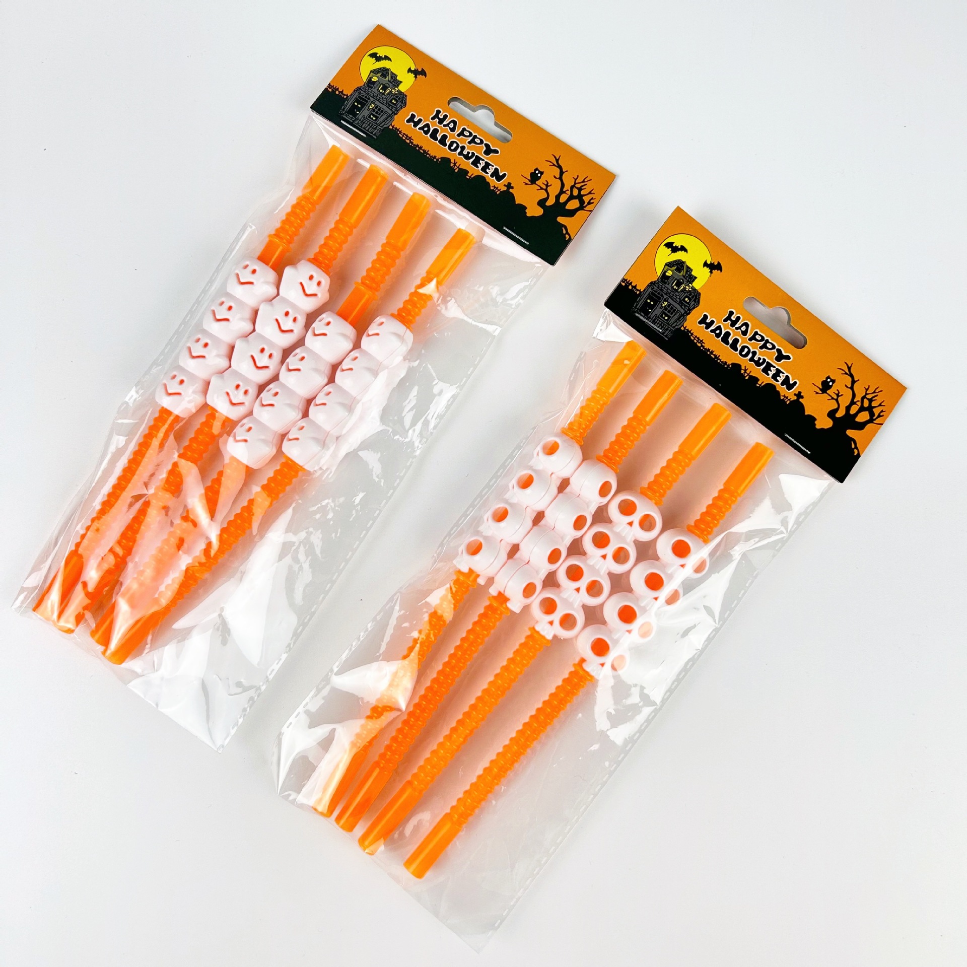 跨境吸管万圣节节日派对吸管帽 创意骷颅头南瓜造型艺术吸管批发详情3