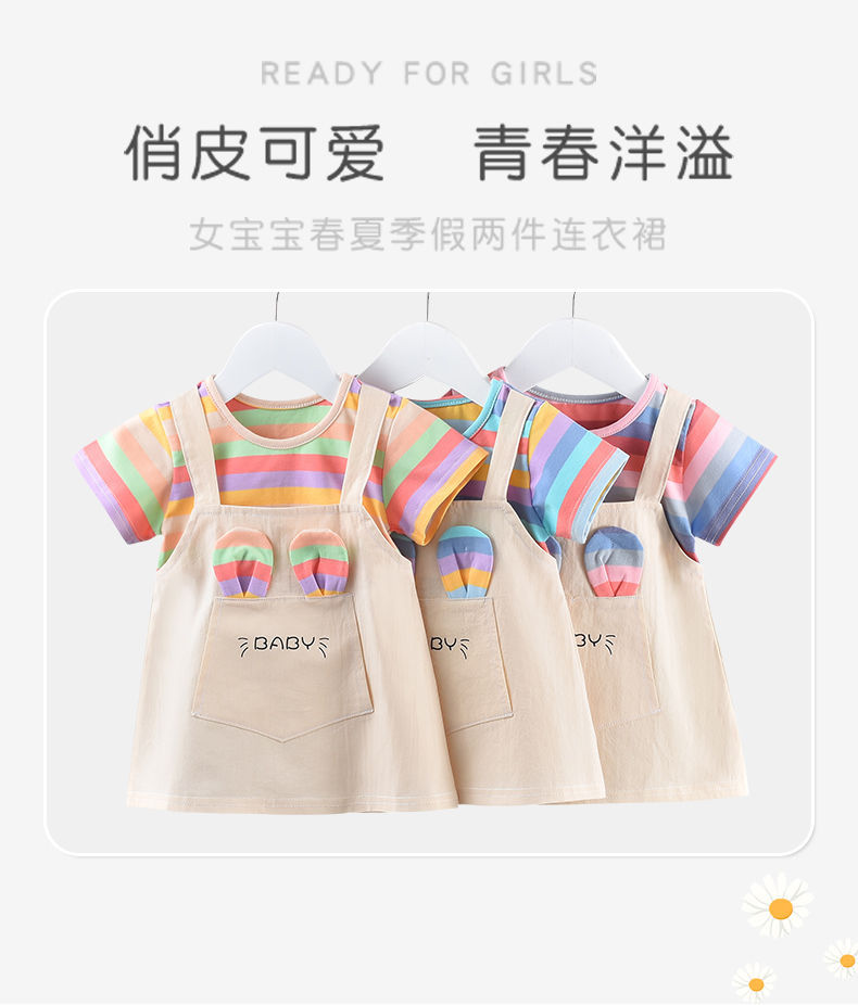 2023年新款女童连衣裙夏季新款洋气纯棉薄款夏天短袖女孩儿童裙子详情1