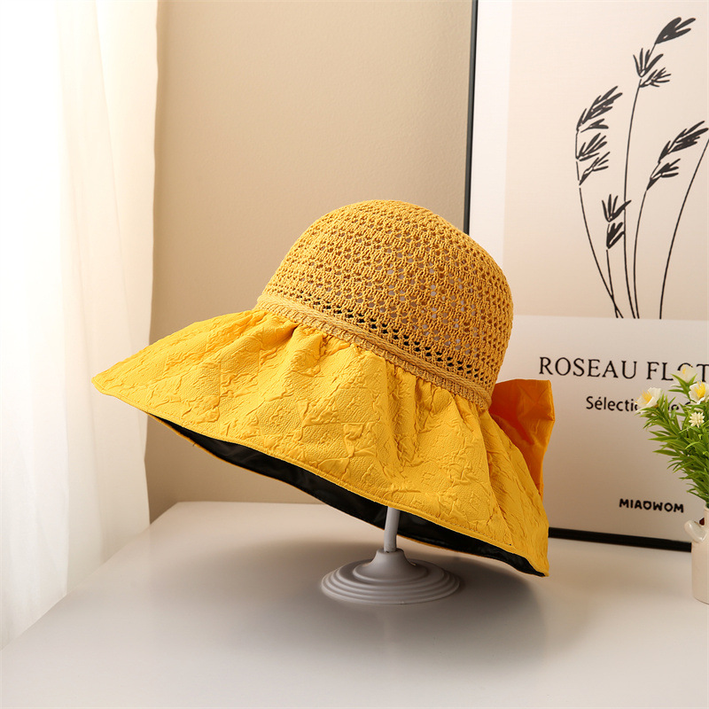 夏季帽子黑胶大沿草帽透气防紫外线可折叠户外出行遮阳防晒帽详情6