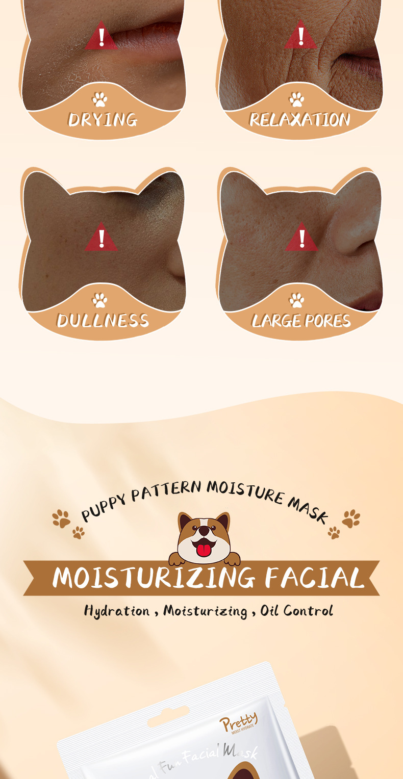 All English SADOER animal puppy pattern moisturizing Facial mask for cross-border export wholesale, exclusively for export pic 20