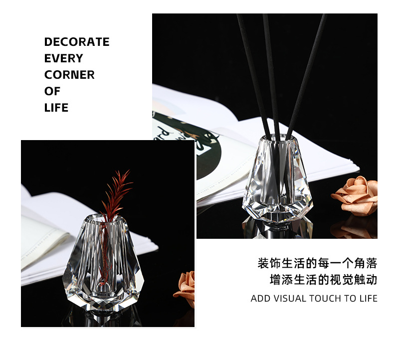 Glass vases, aroma diffusers, simple American transparent tabletop, restaurant tea table, decorative items, crystal handicrafts in stock pic 4