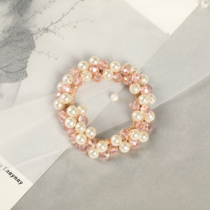 New pearl hair tie Korean style fashionable hair band, elastic crystal hair tie bracelet, forest-tied hair band in stock pic 7