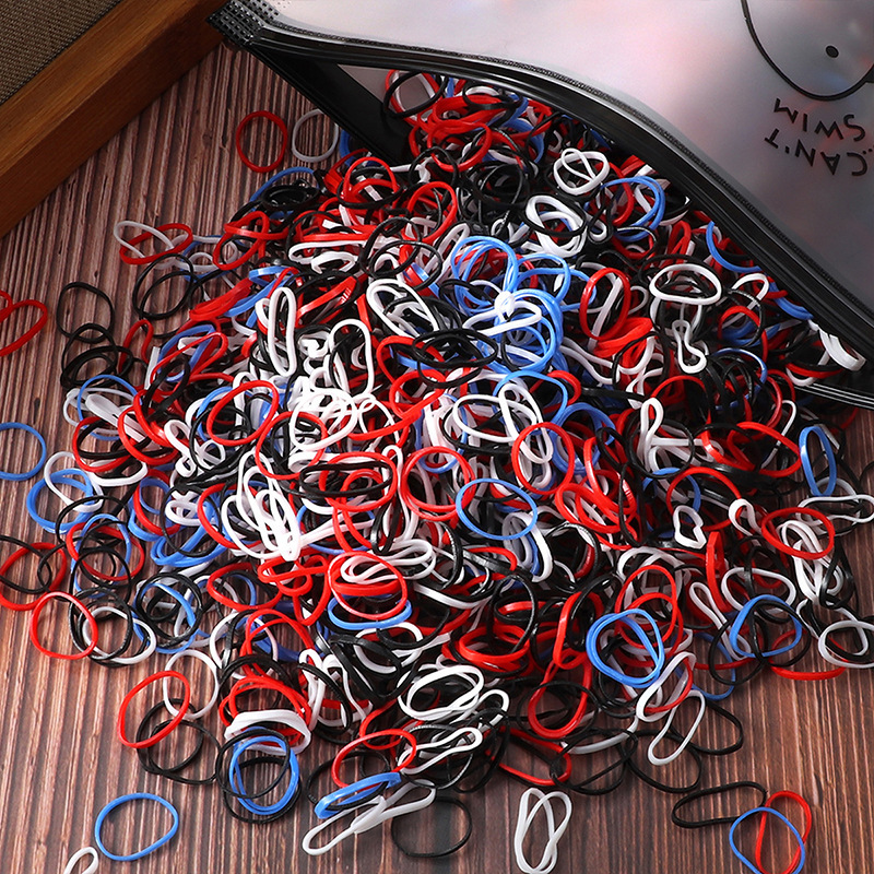 2,000 popular foreign trade children's rubber bands, small disposable rubber bands, children's small leather covers, and hair ties pic 16
